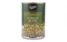 Epicure Organic Haricot Beans, In Water With No Added Salt  Tin  400 grams